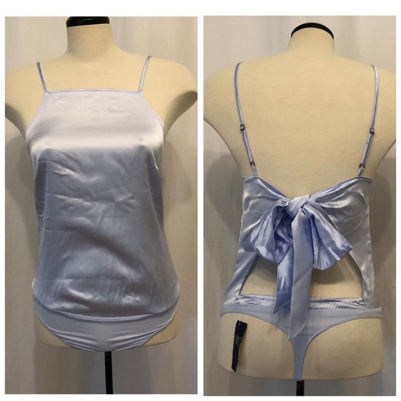 Abercrombie & Fitch blue satin tie back bodysuit. Size S. - Picture 1 of 7